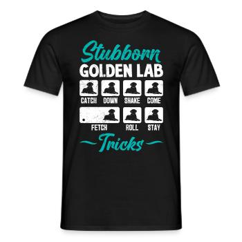 Labrador Stur STUBBORN GOLDEN LAB TRICKS Labrador - Men's T-Shirt - black - Front - AI Model Male 178 light (178cm)