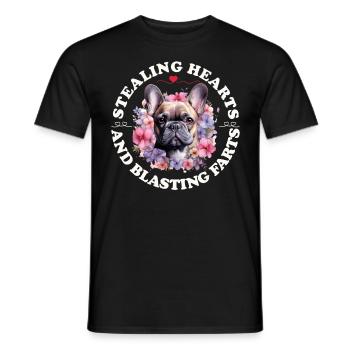 Bouledogue français VOLER DES CŒURS EXPLOSER - T-shirt homme - noir - Devant - AI Model Male 178 light (178cm)