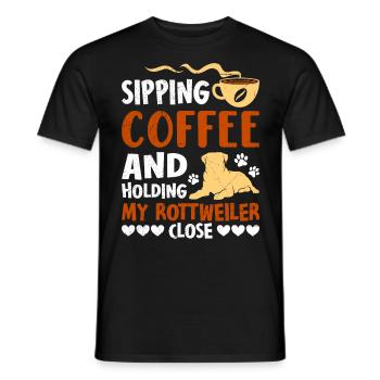 Rottie SIROTER UN CAFÉ ET TENIR MON ROTTWEILER - T-shirt homme - noir - Devant - AI Model Male 178 light (178cm)