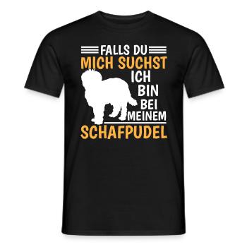 Bin bei meinem Schafpudel Altdeutscher Hütehund - Männer T-Shirt - Schwarz - Vorne - AI Model Male 178 light (178cm)