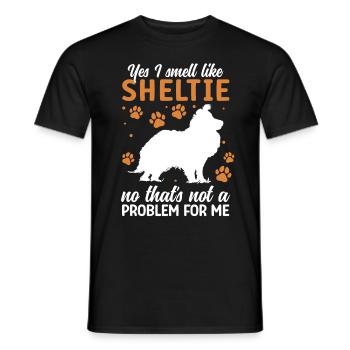 Smell of Shetland Sheepdog British Sheltie - Men's T-Shirt - black - Front - AI Model Male 178 light (178cm)