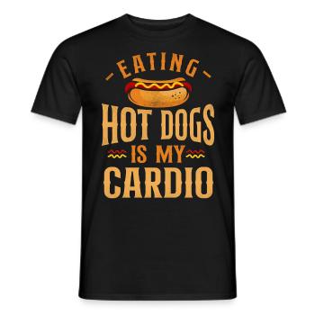 Hot-dog adulte mangeant des hot-dogs est - T-shirt homme - noir - Devant - AI Model Male 178 light (178cm)