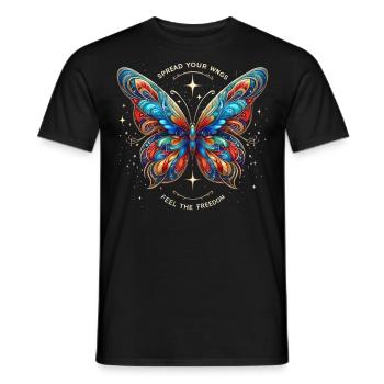 Freedom Wings Butterfly - Männer T-Shirt - Schwarz - Vorne - AI Model Male 178 light (178cm)