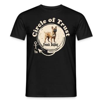 Frenchie Owner CIRCLE OF TRUST Funny Bull - Men's T-Shirt - black - Front - AI Model Male 178 light (178cm)