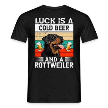 Rottweiler owner LUCK IS A COLD BEER AND A - Men's T-Shirt - black - Front - AI Model Male 178 light (178cm)