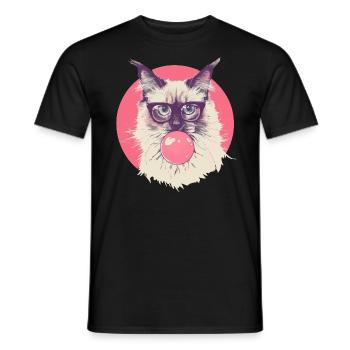 Ragdoll Katze Brille Kaugummi - Männer T-Shirt - Schwarz - Vorne - AI Model Male 178 light (178cm)