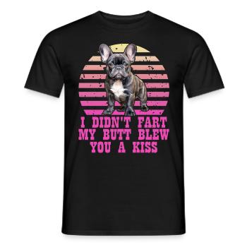 Frenchie Didn't Fart My Butt Blew You a Kiss - Men's T-Shirt - black - Front - AI Model Male 178 light (178cm)