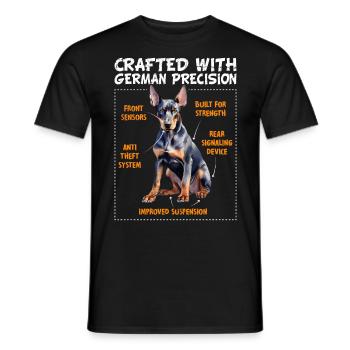 Doberman CRAFTED WITH GERMAN PRICISION Lustiges - Männer T-Shirt - Schwarz - Vorne - AI Model Male 178 light (178cm)