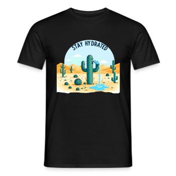 Hydratisierender Kaktus in der Wüste - Männer T-Shirt - Schwarz - Vorne - AI Model Male 178 light (178cm)