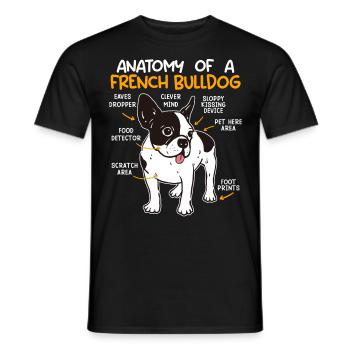 Anatomy French Bulldog Owner Funny - Men's T-Shirt - black - Front - AI Model Male 178 light (178cm)