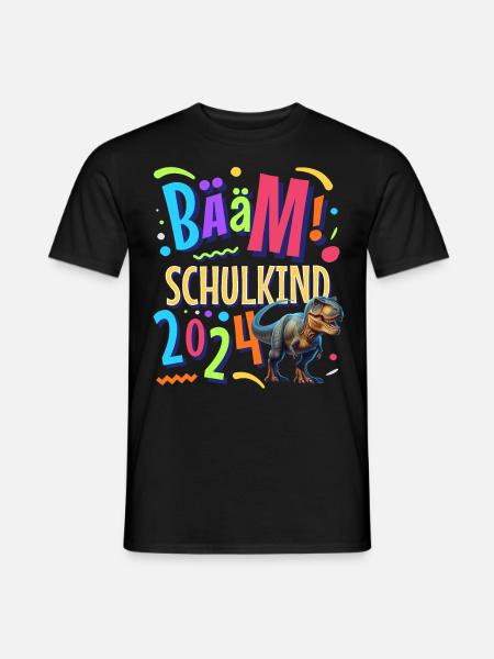 Bääm Schulkind 2024 T Rex - Männer T-Shirt - Schwarz