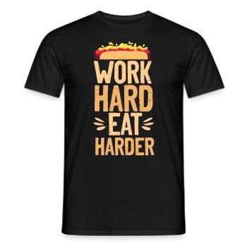Hot-dog Adulte Travailler dur Manger plus fort - T-shirt homme - noir - Devant - AI Model Male 178 light (178cm)