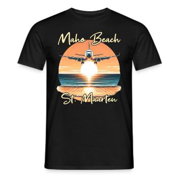 Airplane show over Maho Beach - Men's T-Shirt - black - Front - AI Model Male 178 light (178cm)