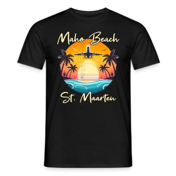 Airplane show over Maho Beach - Men's T-Shirt - black - Front - AI Model Male 178 light (178cm)