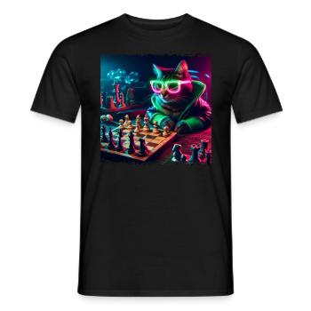 Chess Club Cat - Men's T-Shirt - black - Front - AI Model Male 178 light (178cm)