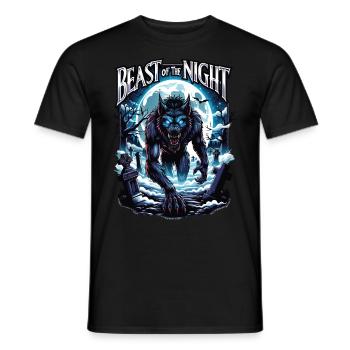 Beast of the Night - Werewolf Design. Spooky, cool - Men's T-Shirt - black - Front - AI Model Male 178 light (178cm)