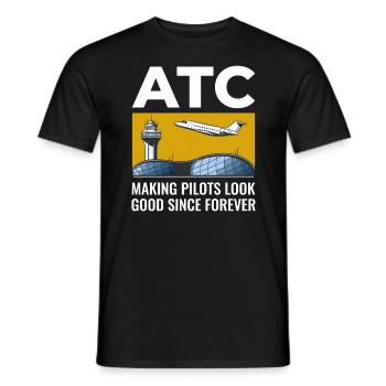 Air Traffic Controller ATC Aviation Humor Airplane - Men's T-Shirt - black - Front - AI Model Male 178 light (178cm)