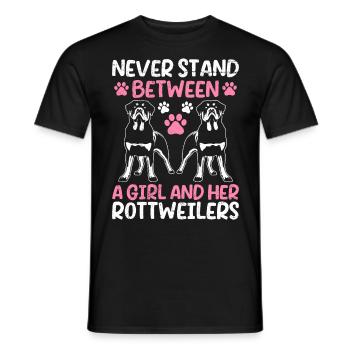 Rottie NE S’INTERPOSE JAMAIS ENTRE UNE FILLE ET ELLE - T-shirt homme - noir - Devant - AI Model Male 178 light (178cm)