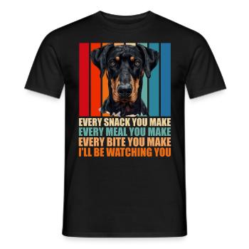 Doberman Dog EVERY SNACK YOU MAKE Fun - Men's T-Shirt - black - Front - AI Model Male 178 light (178cm)