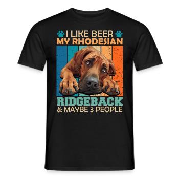 Propriétaire de Ridgeback LIKE BEER RHODESIAN RIDGEBACK - T-shirt homme - noir - Devant - AI Model Male 178 light (178cm)