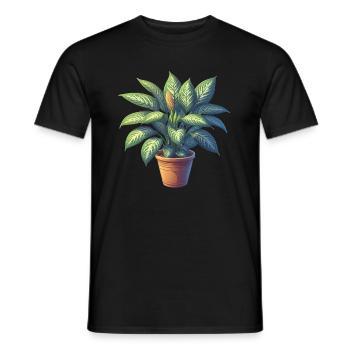 Dieffenbachia plant in pot - Men's T-Shirt - black - Front - AI Model Male 178 light (178cm)