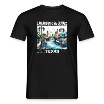 San Antonio Riverwalk, Texas - Männer T-Shirt - Schwarz - Vorne - AI Model Male 178 light (178cm)