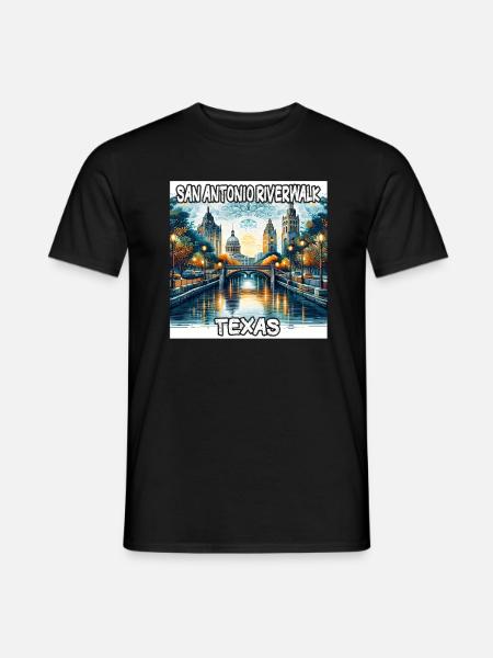 San Antonio Riverwalk, Texas - Men's T-Shirt - black