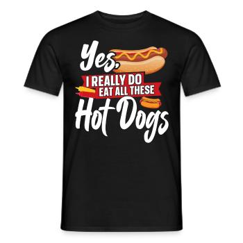 Hot Dog Adult Yes, I Really Do Eat - Men's T-Shirt - black - Front - AI Model Male 178 light (178cm)