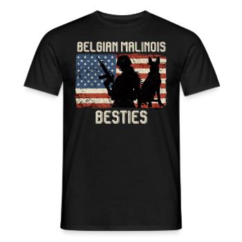 Malinois USA BELGIAN MALINOIS BESTIES America - T-shirt homme - noir - Devant - AI Model Male 178 light (178cm)
