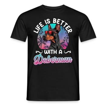 Doberman owner LIFE IS BETTER WITH A DOBERMAN - Men's T-Shirt - black - Front - AI Model Male 178 light (178cm)