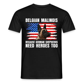 BELGIAN MALINOIS GERMAN SHEPHERDS NEED HEROS TOO - Männer T-Shirt - Schwarz - Vorne - AI Model Male 178 light (178cm)