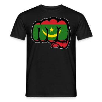Mauritania Flag Fist - Men's T-Shirt - black - Front - AI Model Male 178 light (178cm)