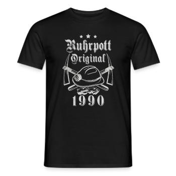 1990 Geburtstag Ruhrpott Original Hacke Helm - Männer T-Shirt - Schwarz - Vorne - AI Model Male 178 light (178cm)
