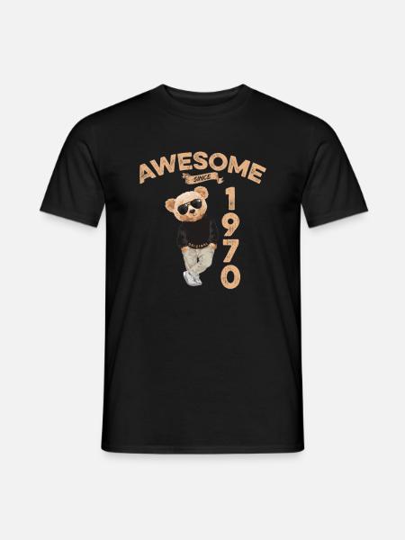1970's Birthday Cool Teddy Bear Awesome since - Men's T-Shirt - black