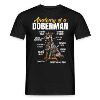 Propriétaire de Doberman ANATOMIE D'UN DOBERMAN Drôle - T-shirt homme - noir - Devant - AI Model Male 178 light (178cm)