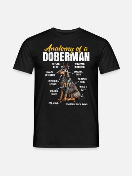 Doberman Owner ANATOMY OF A DOBERMAN Funny - Men's T-Shirt - black