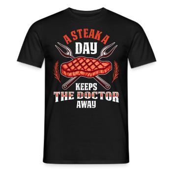 Fleisch Fan Un steak par jour éloigne le médecin - T-shirt homme - noir - Devant - AI Model Male 178 light (178cm)