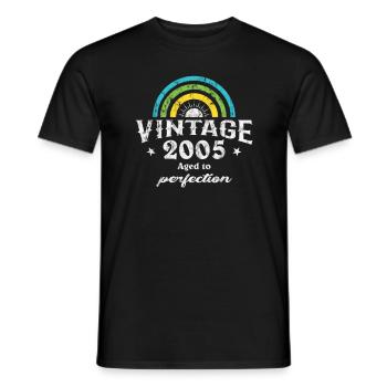 2005 Birthday Vintage Rainbow Sun - Men's T-Shirt - black - Front - AI Model Male 178 light (178cm)