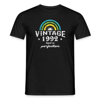 1992 Birthday Vintage Rainbow Sun - Men's T-Shirt - black - Front - AI Model Male 178 light (178cm)