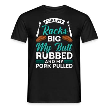 Les amateurs de viande aiment mes carrés gros cul frottés - T-shirt homme - noir - Devant - AI Model Male 178 light (178cm)