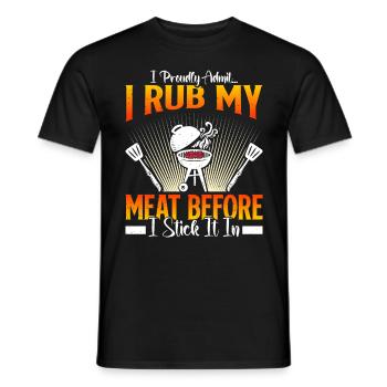 Grillmeister JE FROTTE MA VIANDE AVANT DE LA COLLER - T-shirt homme - noir - Devant - AI Model Male 178 light (178cm)