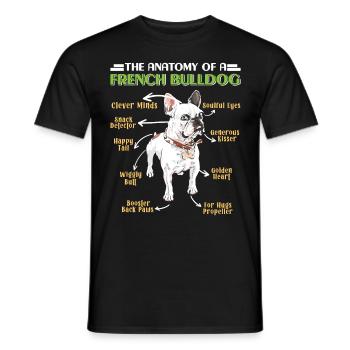 Frenchie ANATOMY OF A FRENCH BULLDOG Funny - Men's T-Shirt - black - Front - AI Model Male 178 light (178cm)