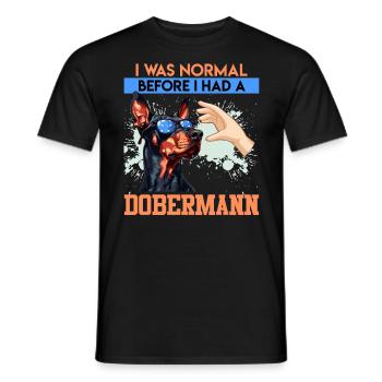 Le propriétaire d'un doberman était normal avant que j'en ai un - T-shirt homme - noir - Devant - AI Model Male 178 light (178cm)