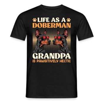 Doberman Owner LIFE AS A DOBERMAN GRANDPA - Men's T-Shirt - black - Front - AI Model Male 178 light (178cm)