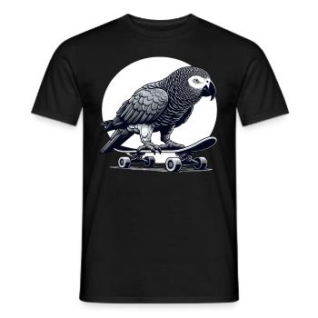 Perroquet gris africain sur skateboard - T-shirt homme - noir - Devant - AI Model Male 178 light (178cm)