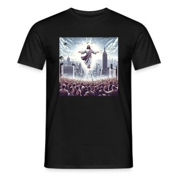 Jesus on New York - Men's T-Shirt - black - Front - AI Model Male 178 light (178cm)