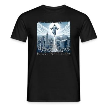 Jesus on New York - Men's T-Shirt - black - Front - AI Model Male 178 light (178cm)
