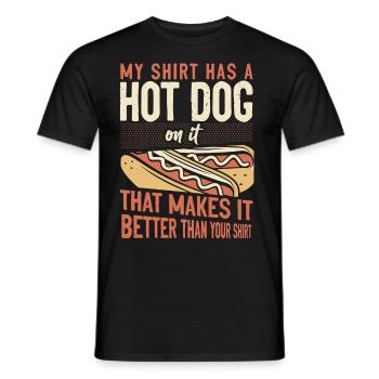 Hot Dog Adult My Shirt Has A Hot - Men's T-Shirt - black - Front - AI Model Male 178 light (178cm)
