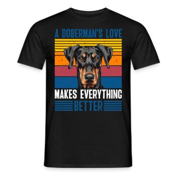 Doberman Owner Vintage A Dobermans Love - Men's T-Shirt - black - Front - AI Model Male 178 light (178cm)