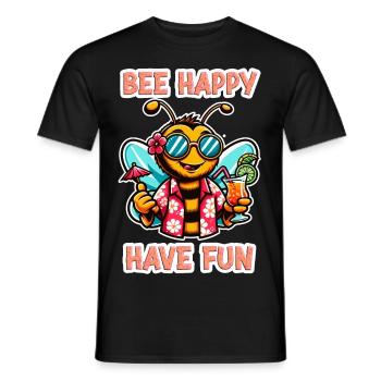 Bee Happy - Have Fun 4 - Männer T-Shirt - Schwarz - Vorne - AI Model Male 178 light (178cm)
